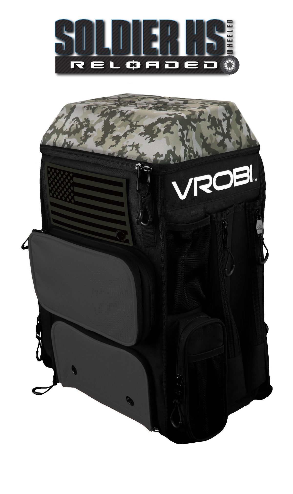 SOLDIER HS RELOADED ONE NATION ARMY WOODLAND CAMO WHEELED BAG