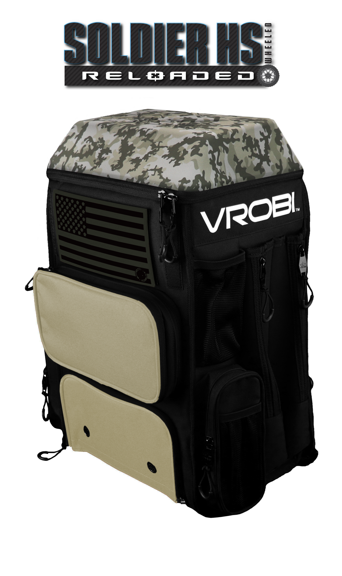 SOLDIER HS RELOADED ONE NATION ARMY WOODLAND CAMO WHEELED BAG