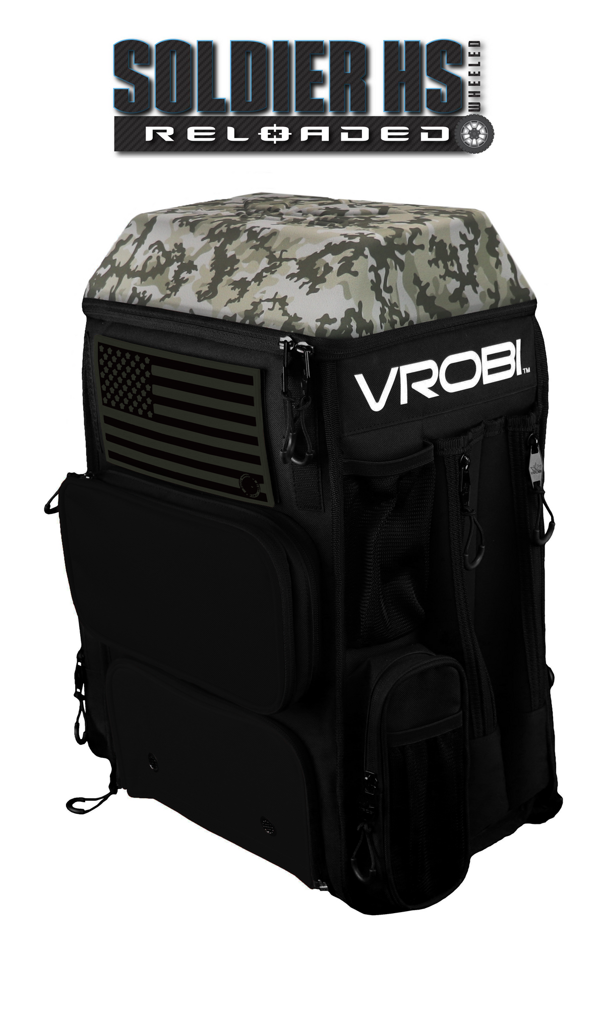SOLDIER HS RELOADED ONE NATION ARMY WOODLAND CAMO WHEELED BAG