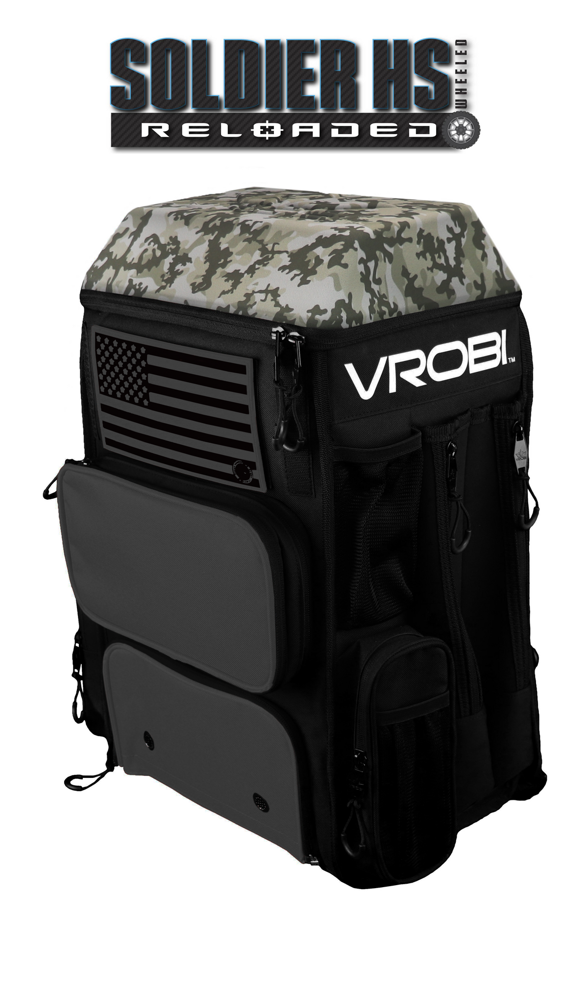 SOLDIER HS RELOADED ONE NATION ARMY WOODLAND CAMO WHEELED BAG