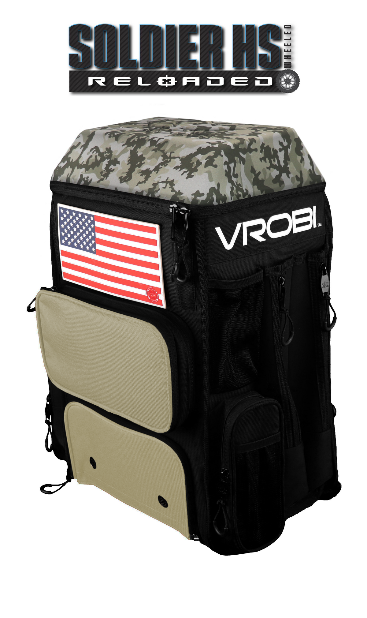 SOLDIER HS RELOADED ONE NATION ARMY WOODLAND CAMO WHEELED BAG
