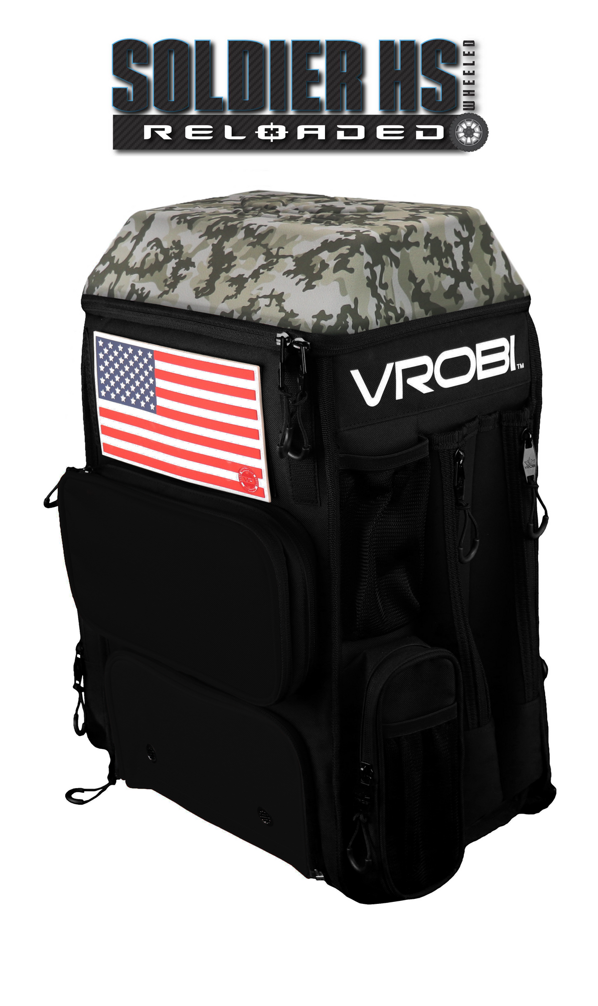 SOLDIER HS RELOADED ONE NATION ARMY WOODLAND CAMO WHEELED BAG