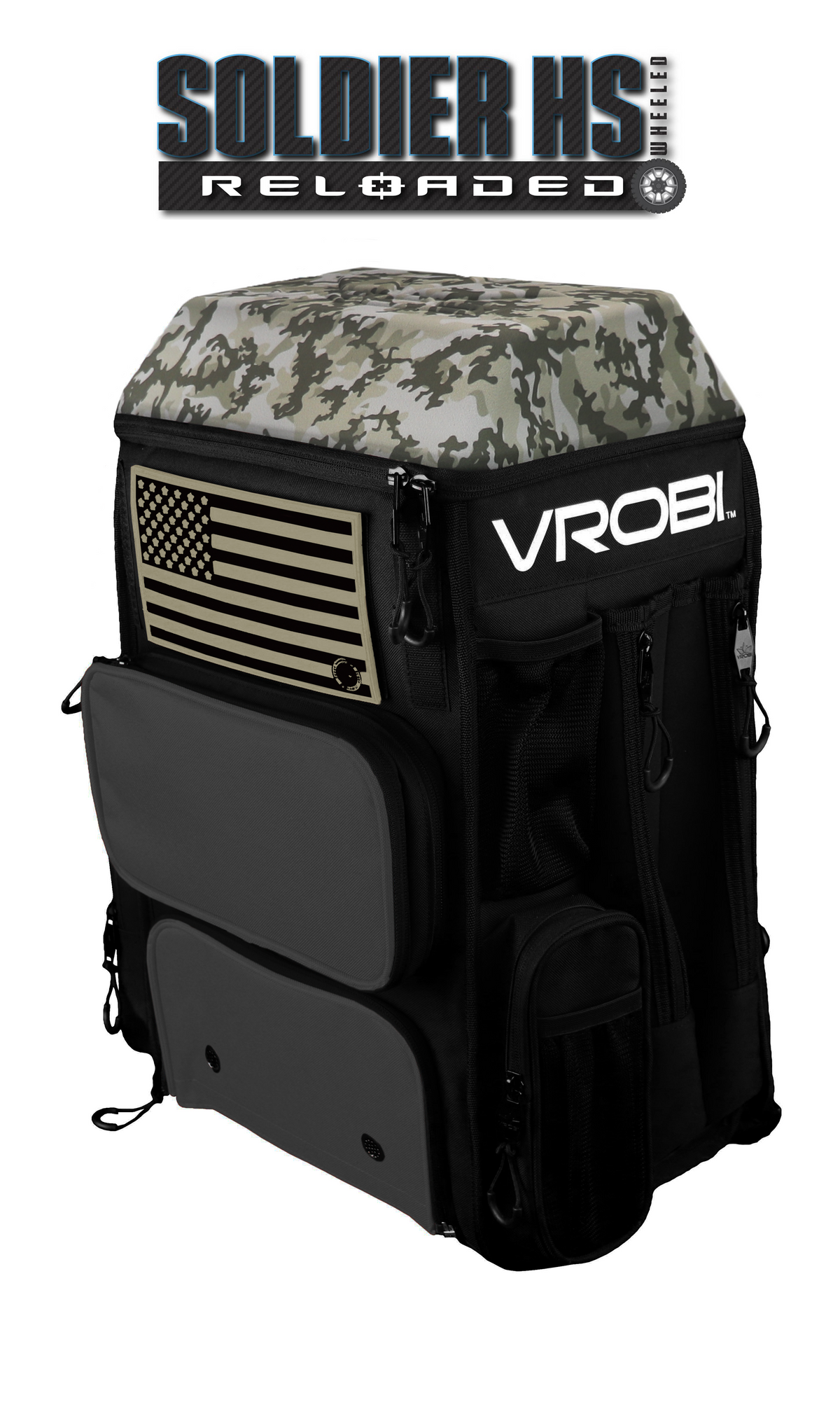 SOLDIER HS RELOADED ONE NATION ARMY WOODLAND CAMO WHEELED BAG