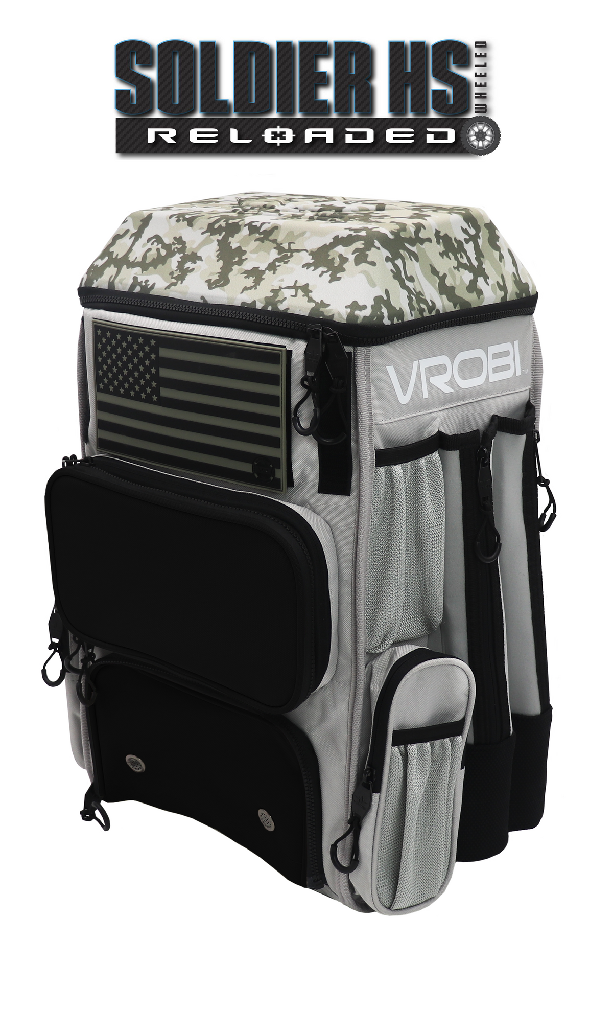SOLDIER HS RELOADED ONE NATION ARMY WOODLAND CAMO WHEELED BAG