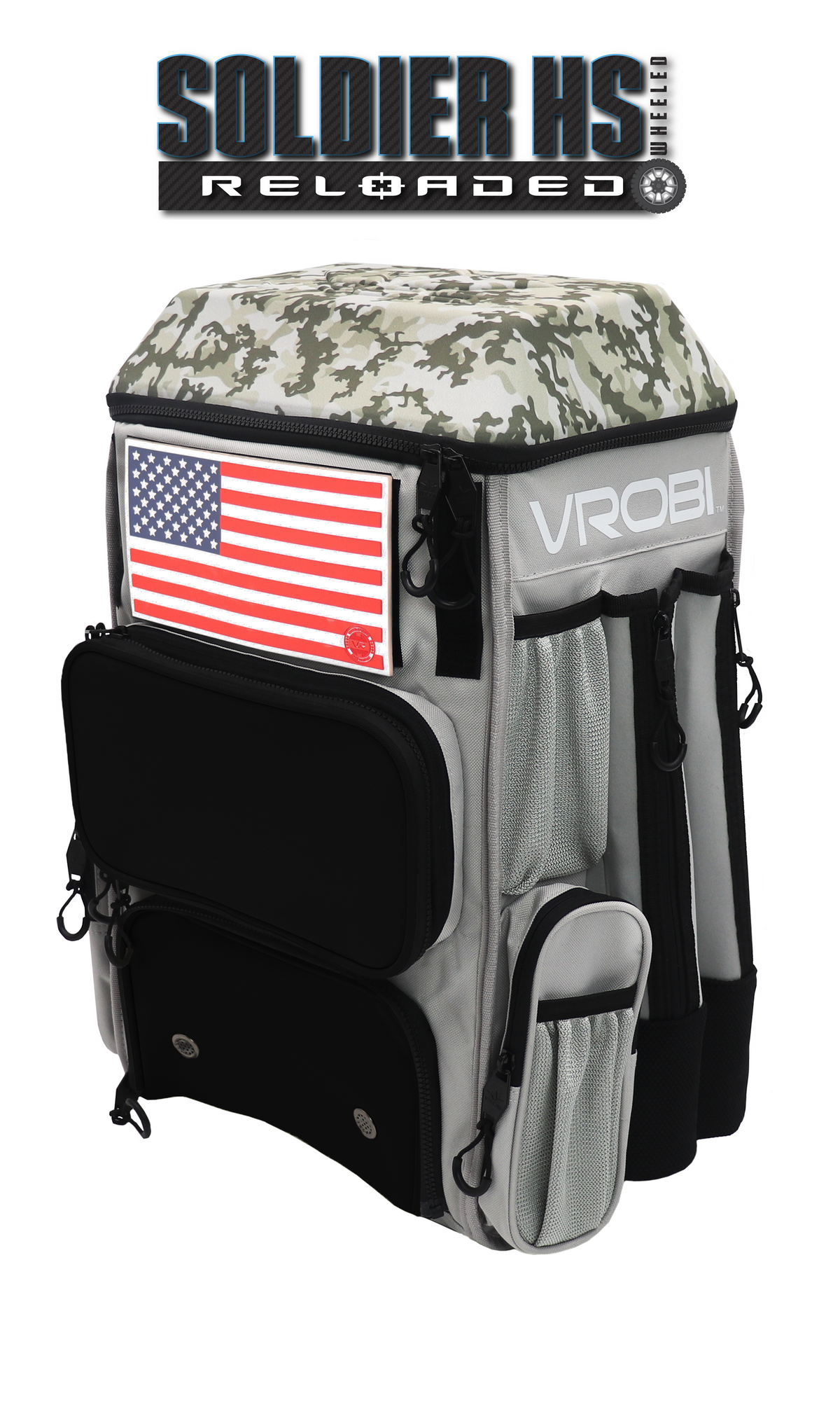SOLDIER HS RELOADED ONE NATION ARMY WOODLAND CAMO WHEELED BAG