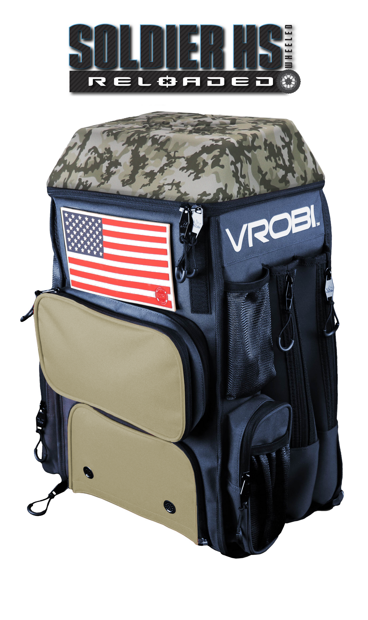 SOLDIER HS RELOADED ONE NATION ARMY WOODLAND CAMO WHEELED BAG