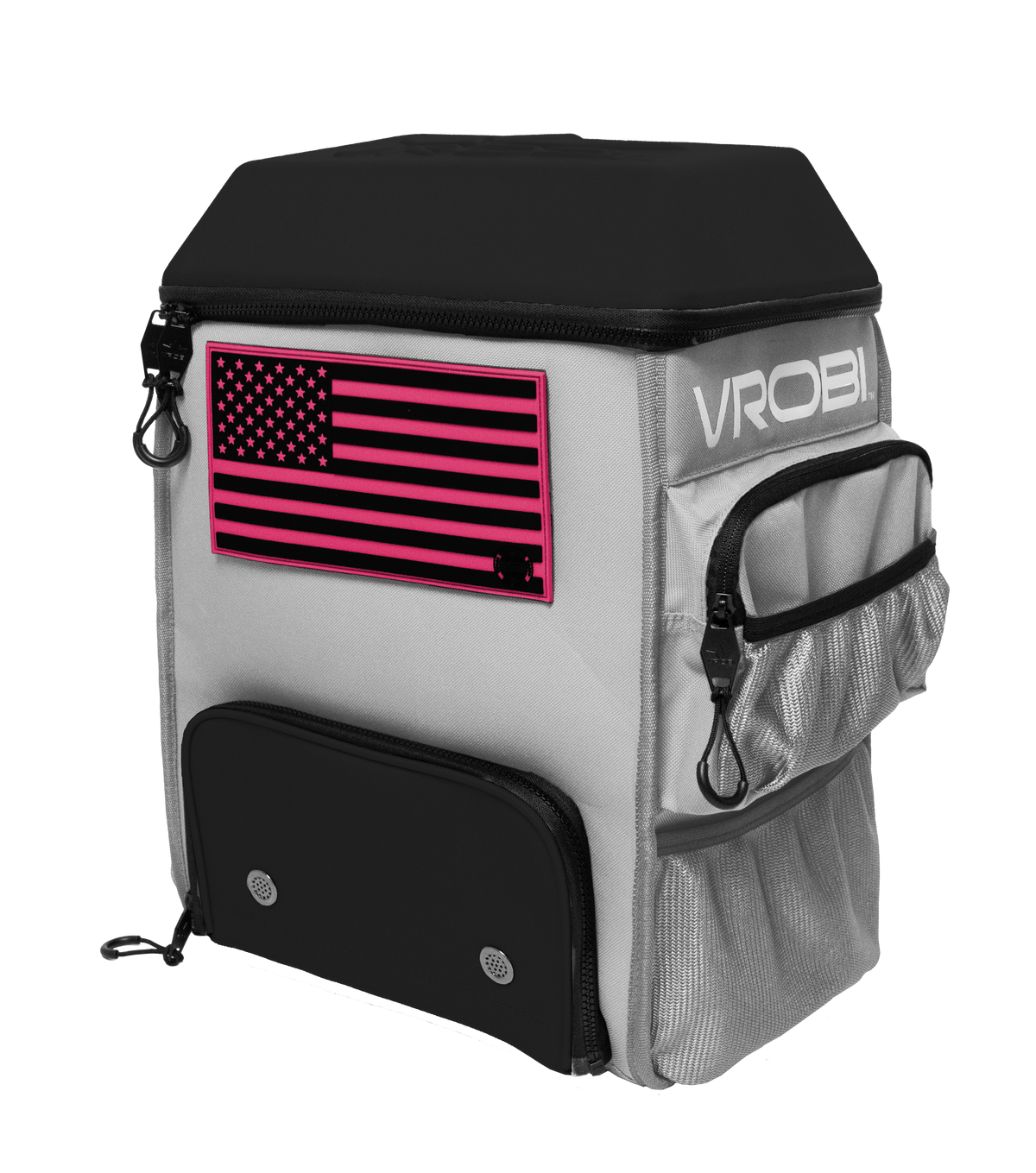 Wrestling Backpack with American flag design and 'VROBI' branding on a white background