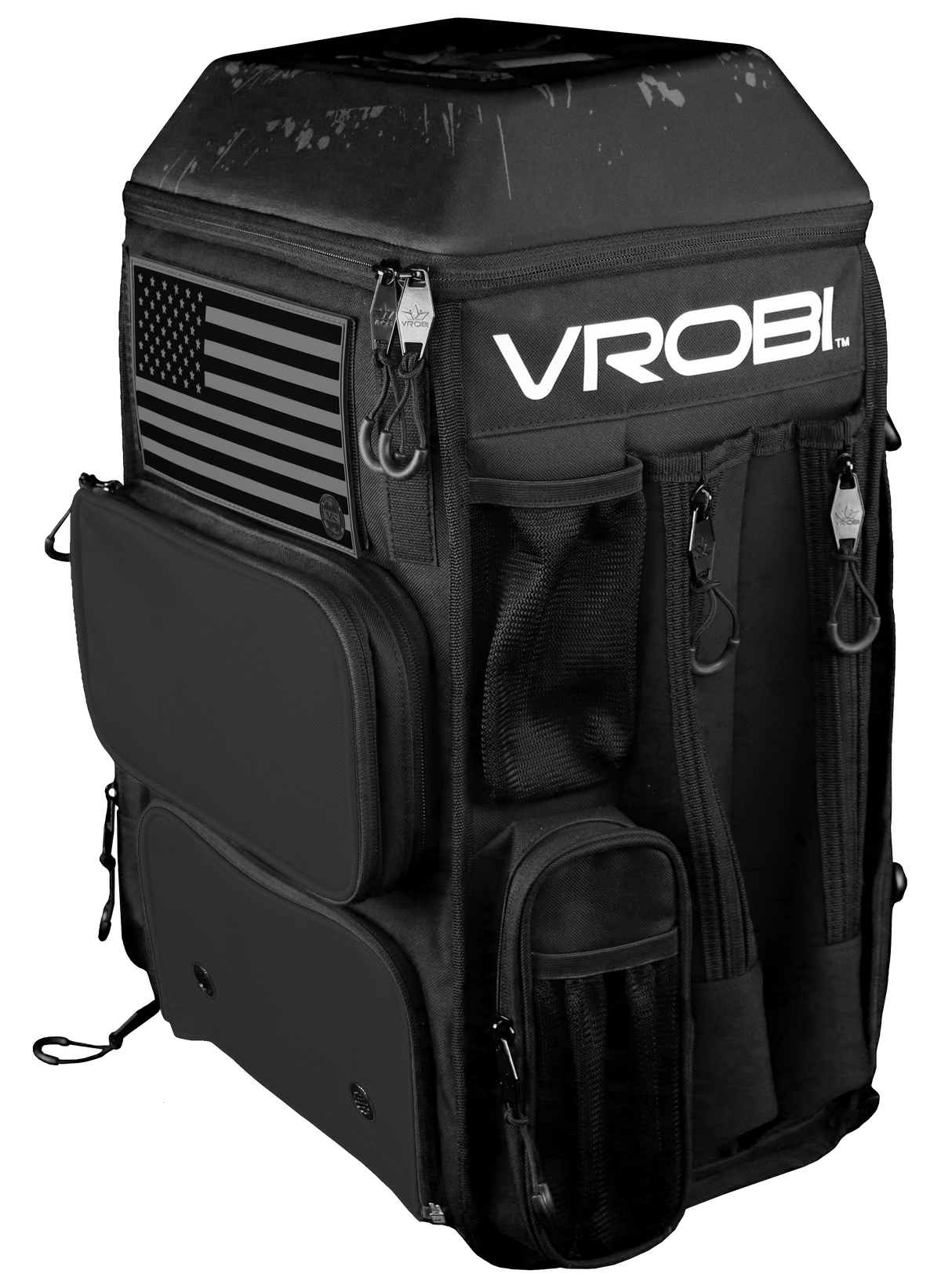 Black with Charcoal Flag Baseball and Softball Bat Bag