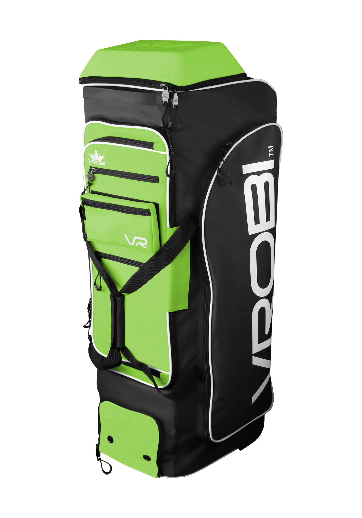 Black and Lime Green Baseball and Softball Wheeled Catchers Bag