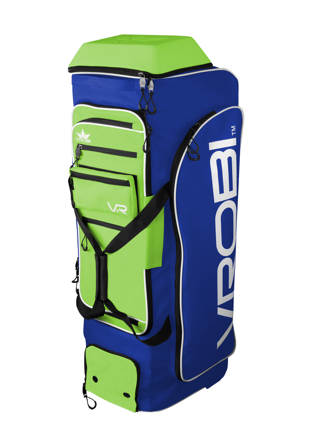 Royal Blue and Lime Green Baseball and Softball Wheeled Catchers Bag
