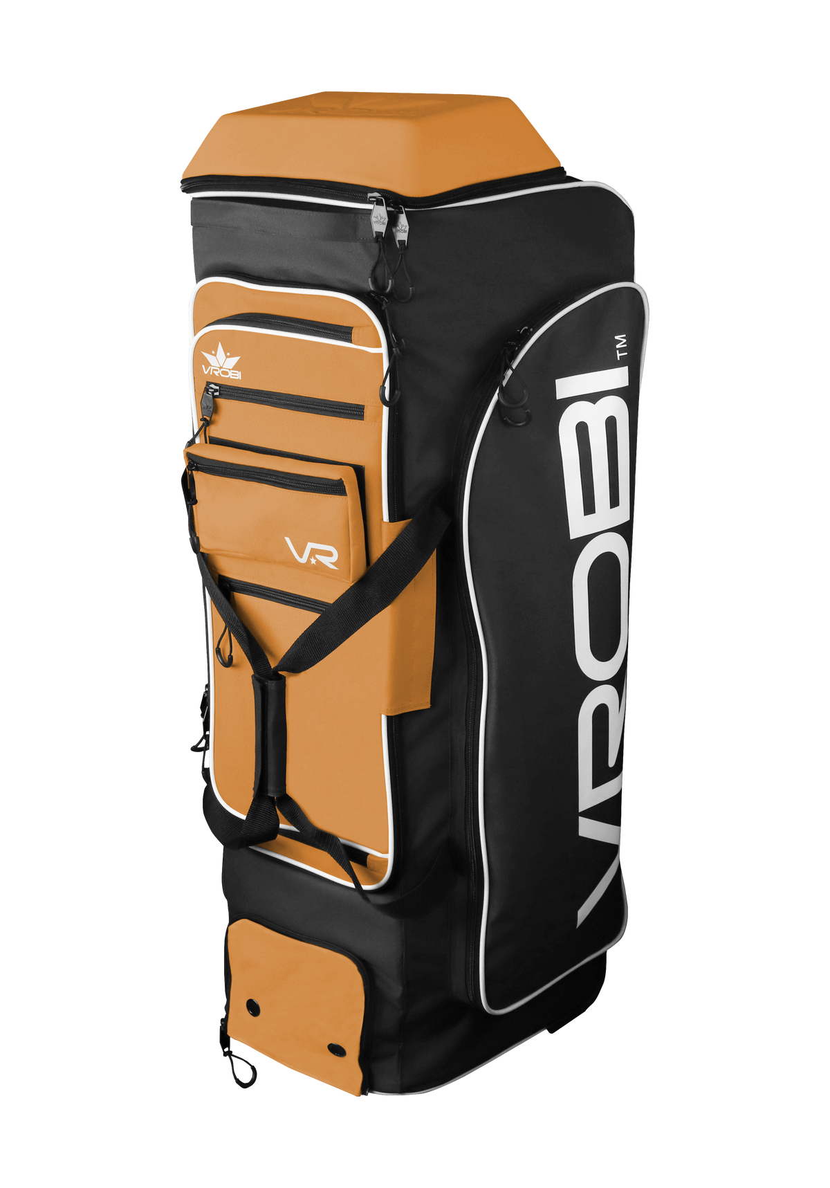 Black and Orange Baseball and Softball Wheeled Catchers Bag