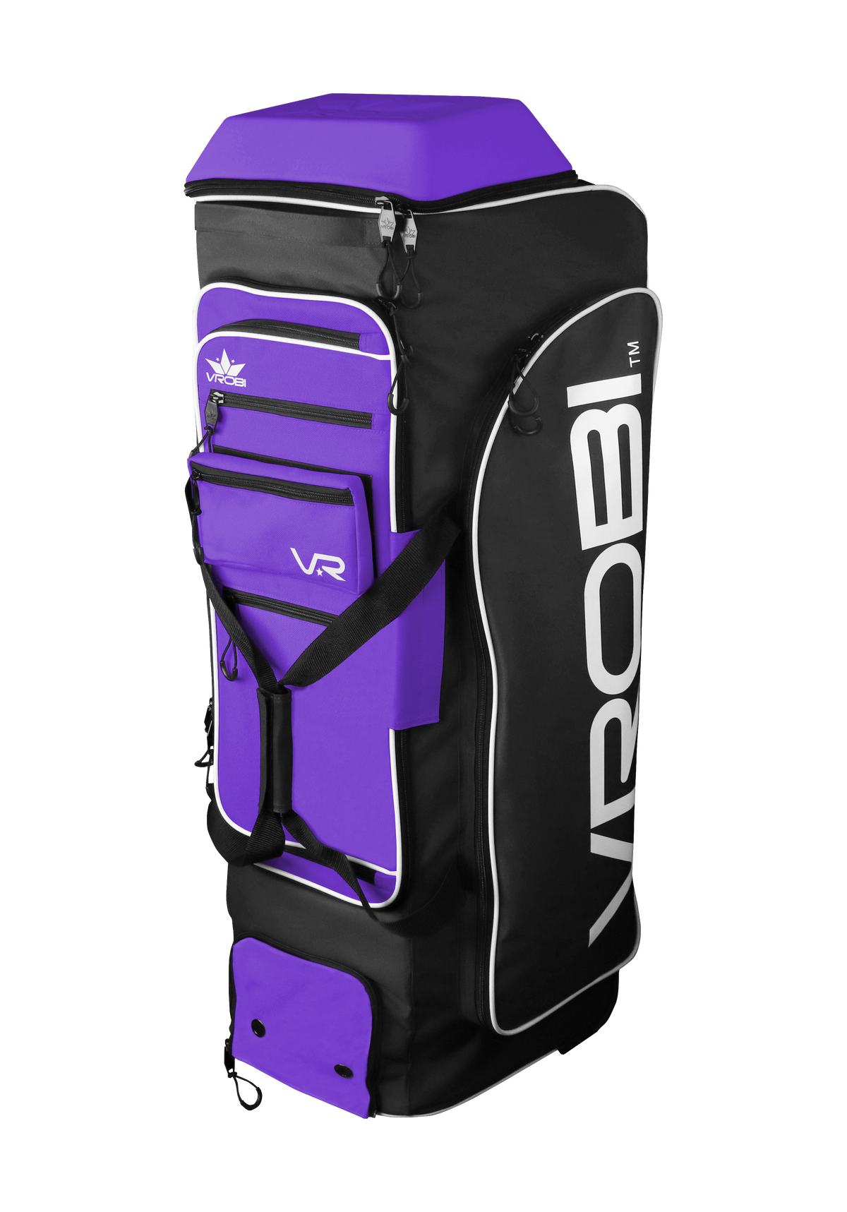 Black and Purple Baseball and Softball Wheeled Catchers Bag