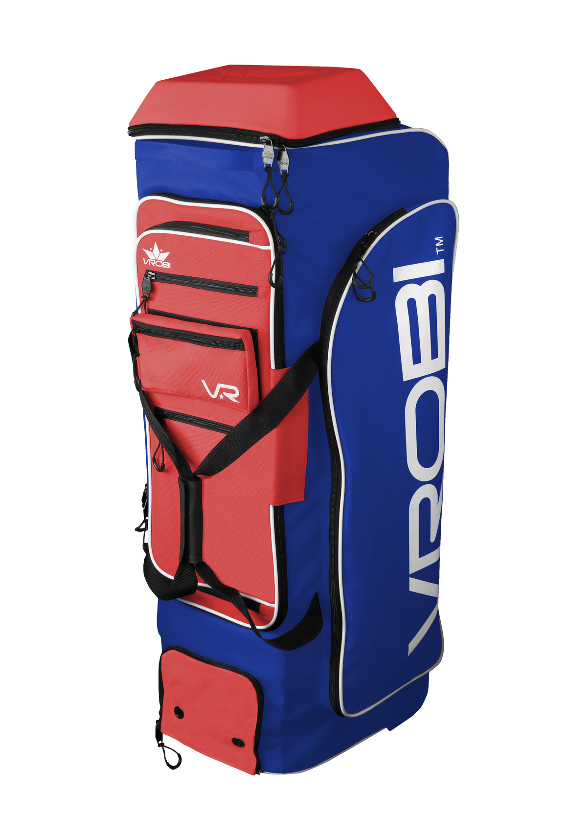 Royal Blue and Red Baseball and Softball Wheeled Catchers Bag