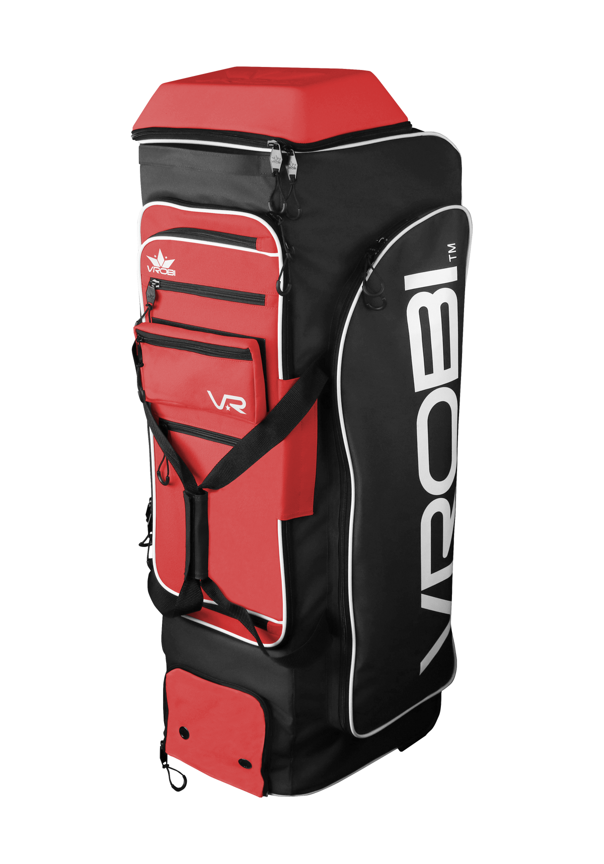 Black and Red Baseball and Softball Wheeled Catchers Bag