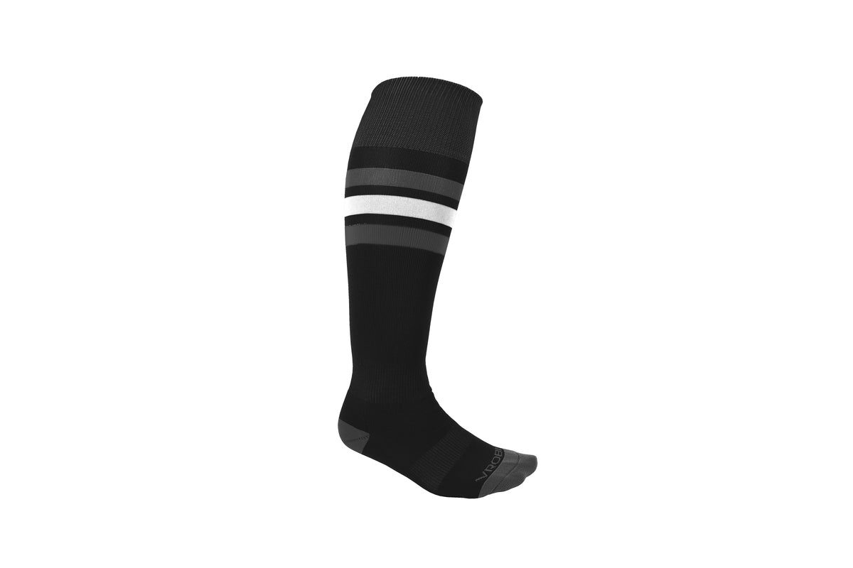 Black and Charcoal Striped Baseball and Softball Sock