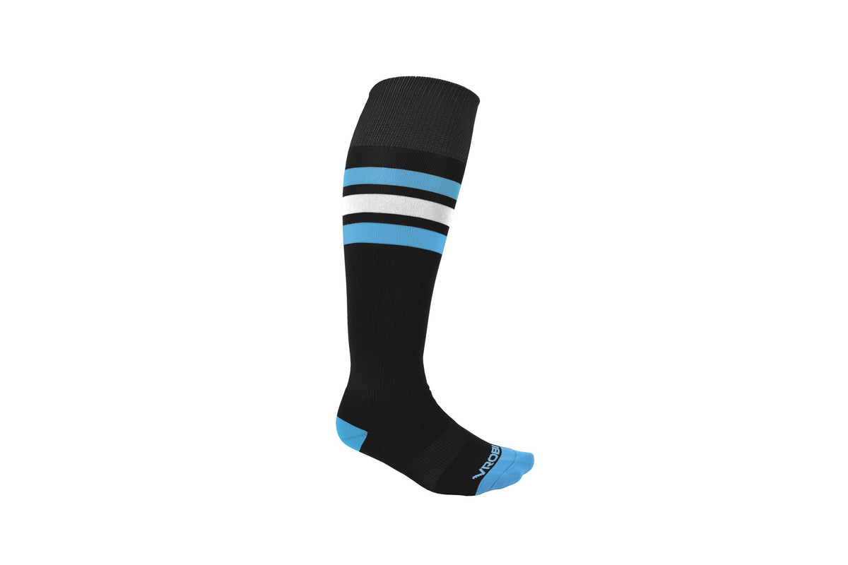 Black and Columbia Blue Baseball and Softball Sock