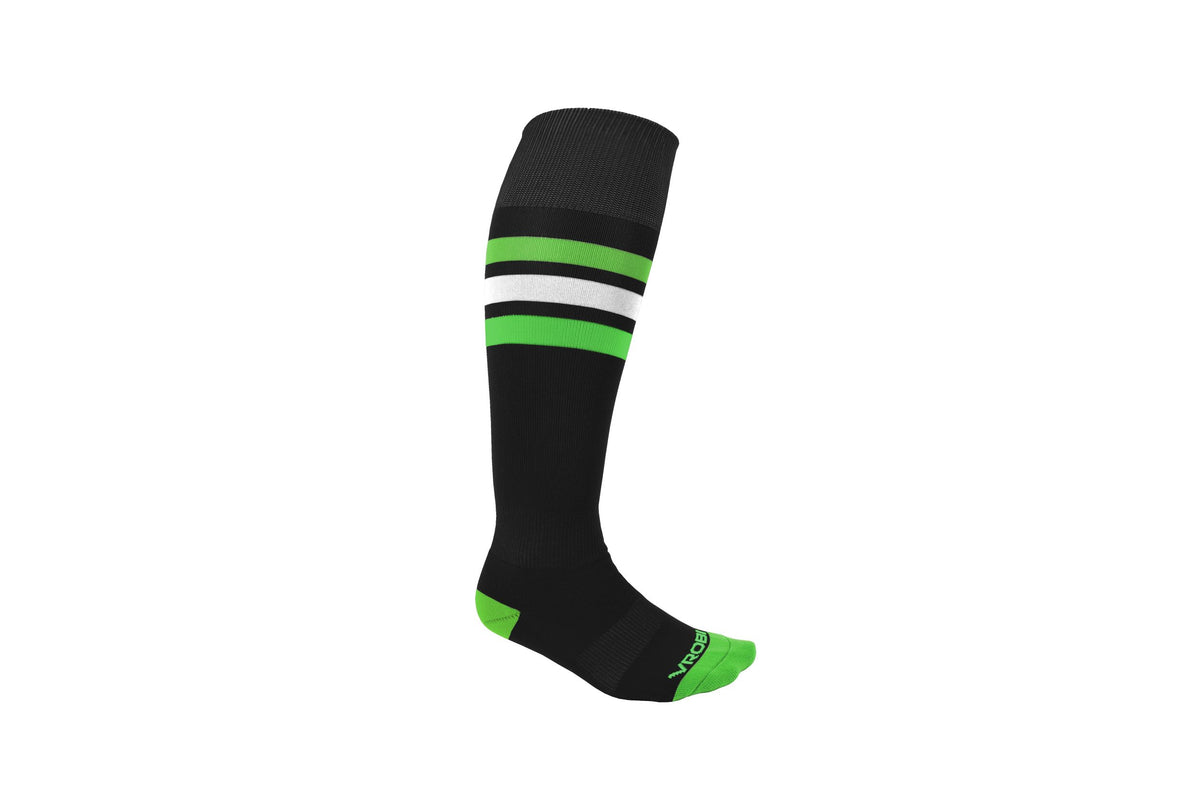 Black and Lime Green Striped Baseball and Softball Sock