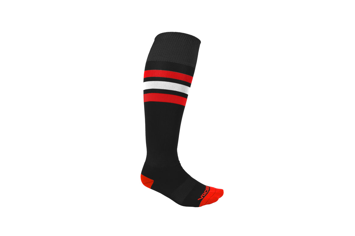 Black and Red Striped Baseball and Softball Sock