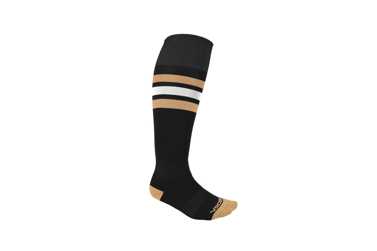 Black and Vegas Gold Striped Baseball and Softball Sock