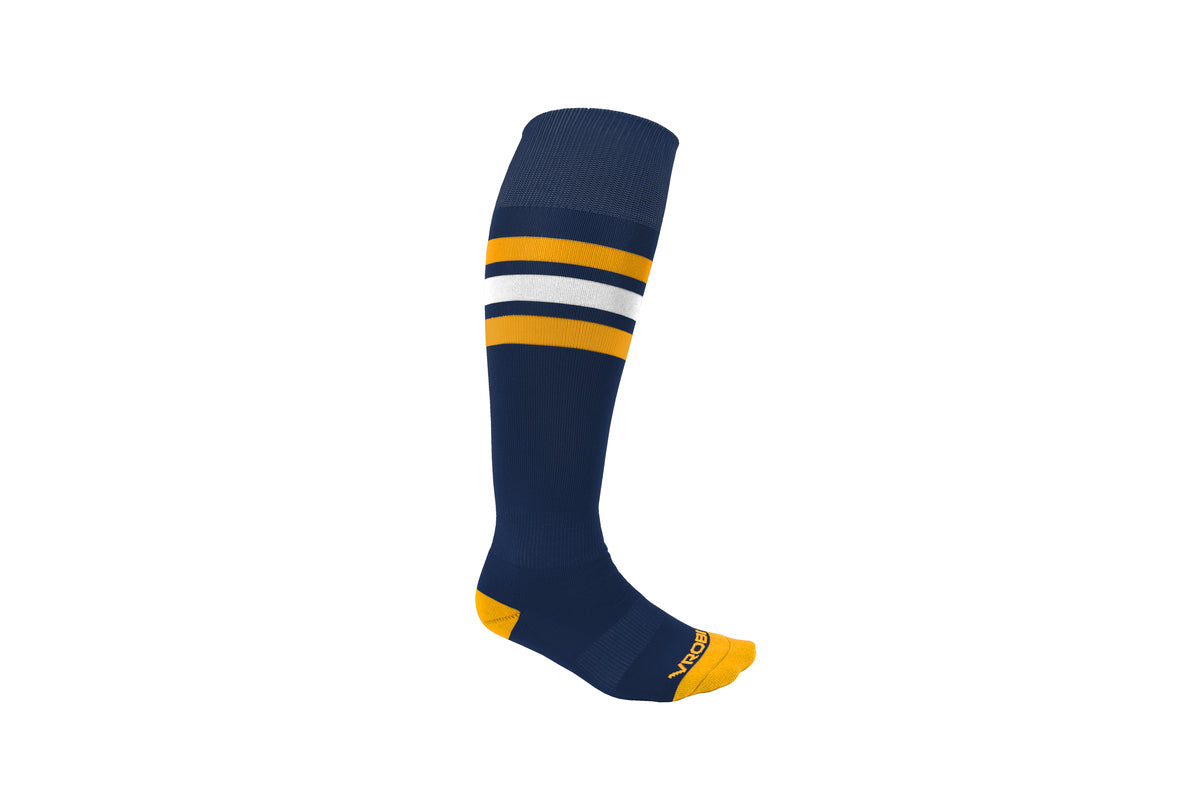 Navy and Gold Striped Baseball and Softball Sock