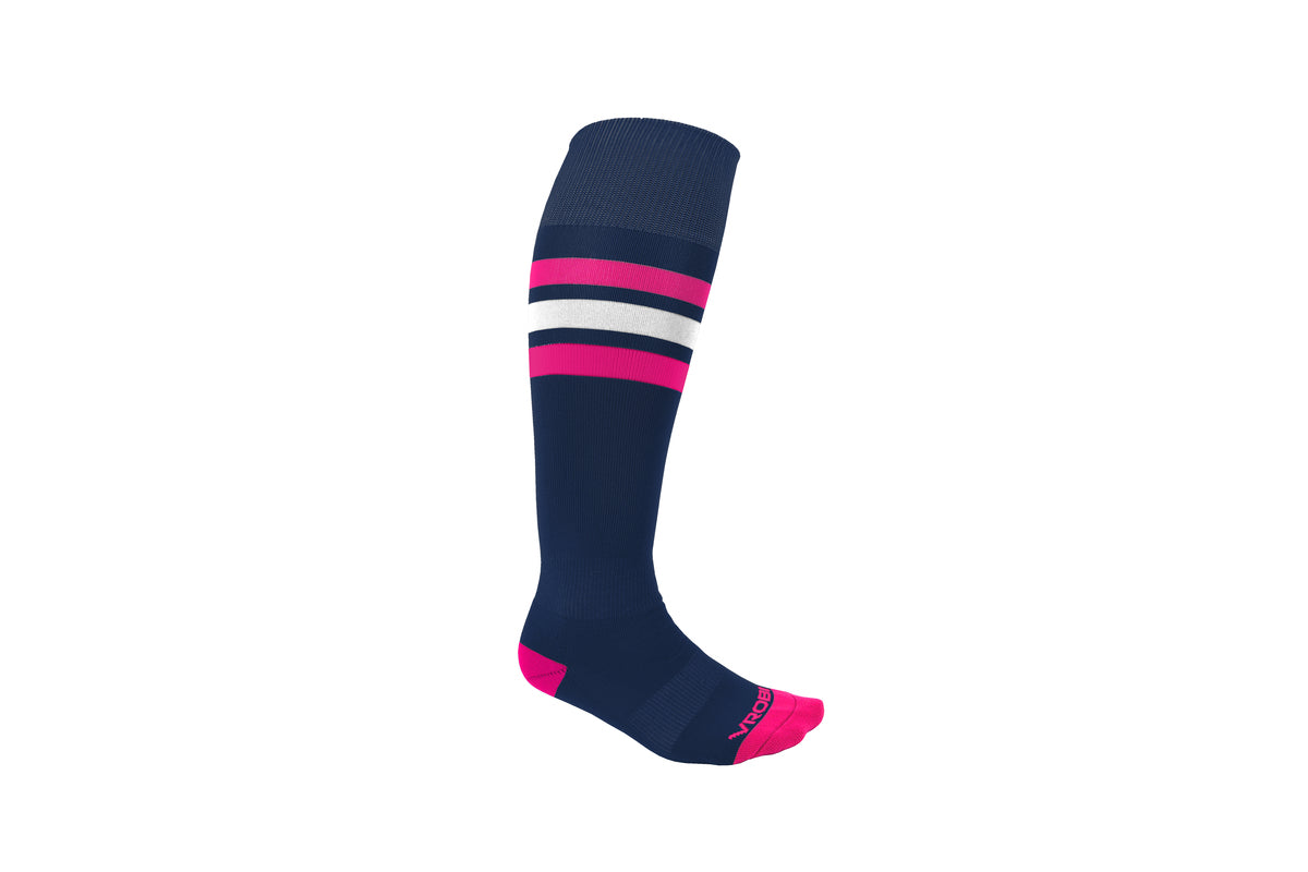 Navy and Hot Pink Striped Baseball and Softball Sock
