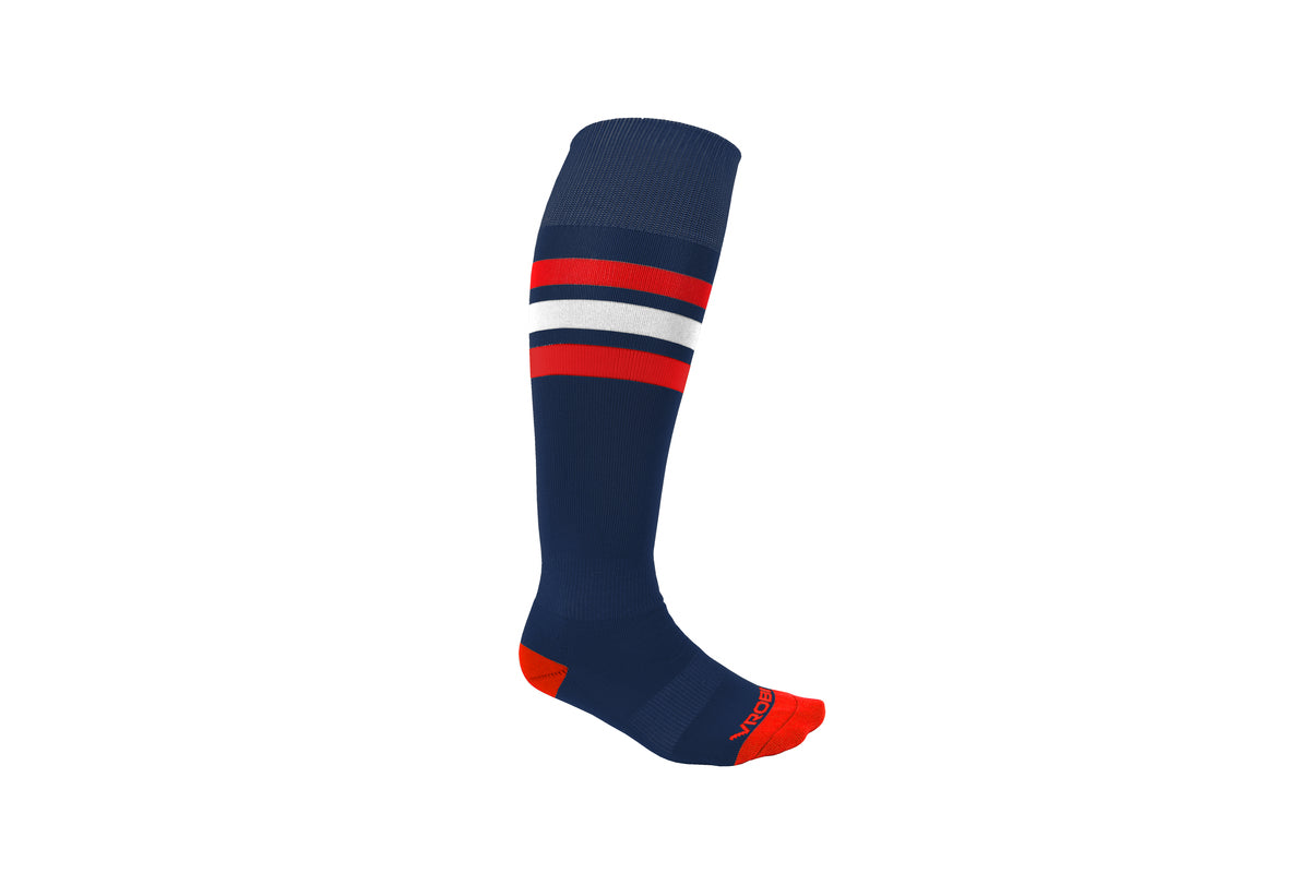 Navy and Red Striped Baseball and Softball Sock