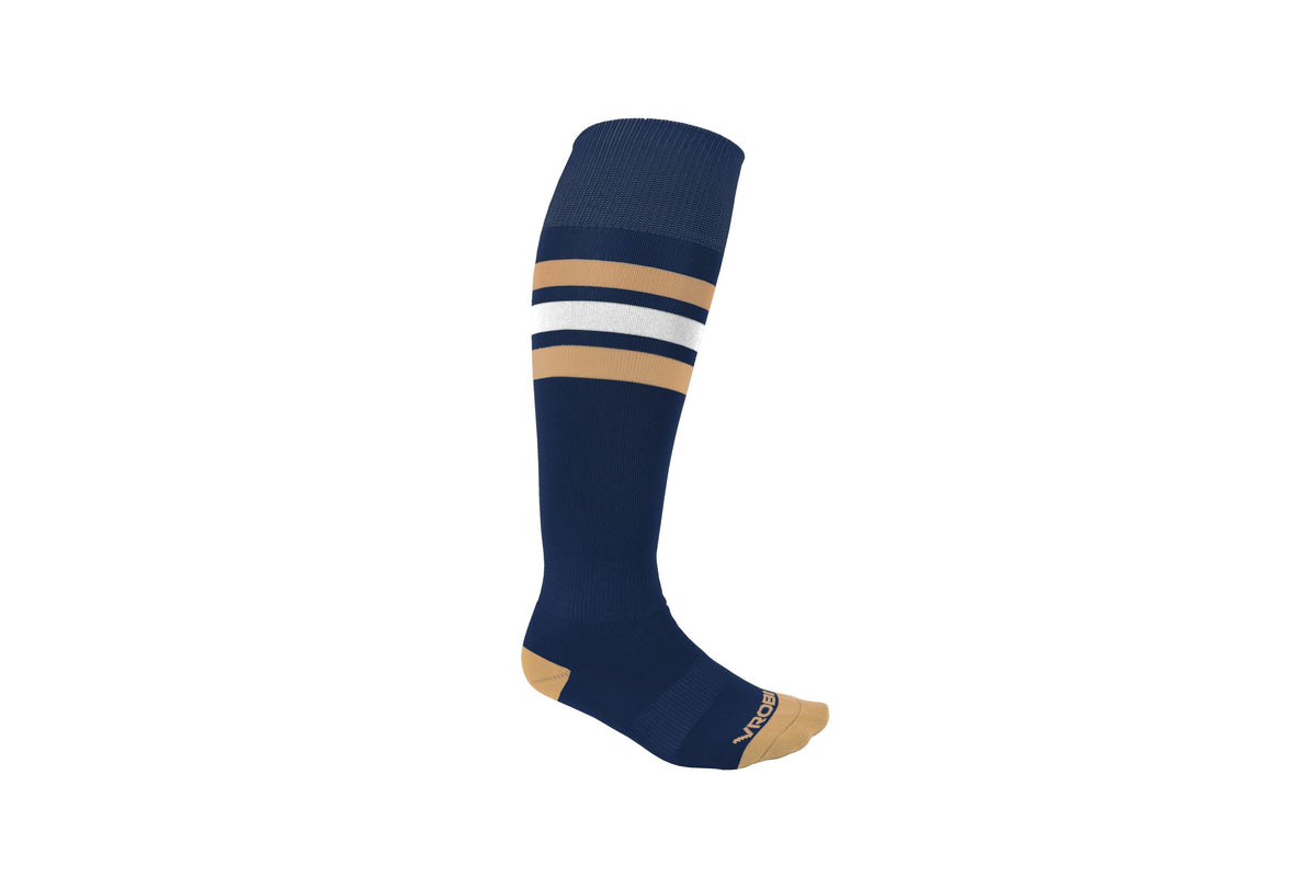 Navy and Vegas Gold Striped Baseball and Softball Sock
