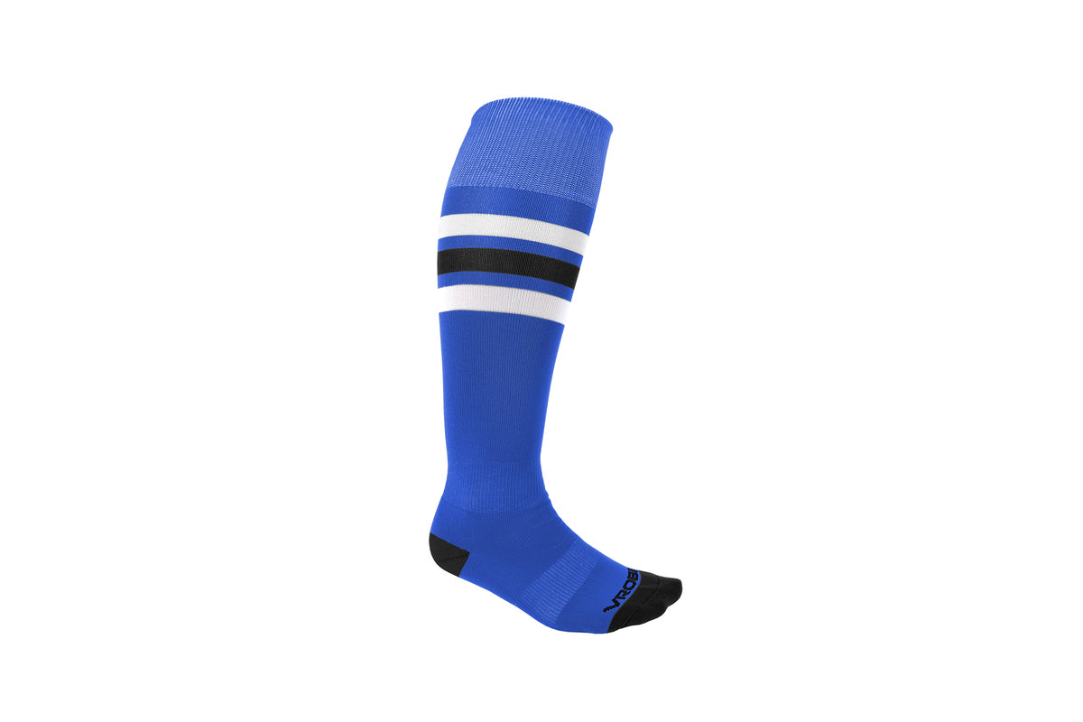 Royal Blue and Black Striped Baseball and Softball Sock