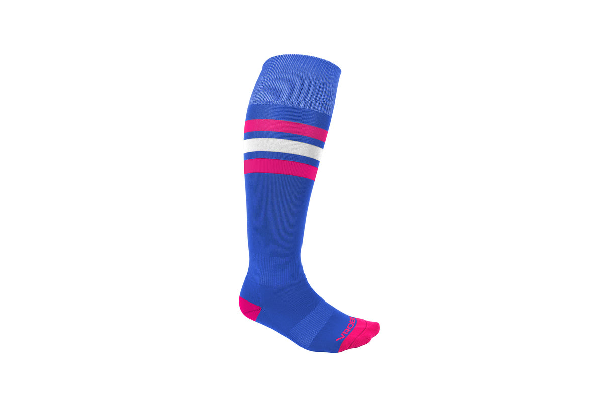 Royal Blue and Hot Pink Striped Baseball and Softball Sock