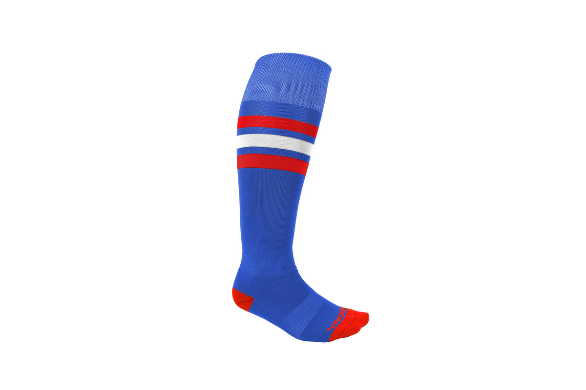 Royal Blue and Red Striped Baseball and Softball Sock