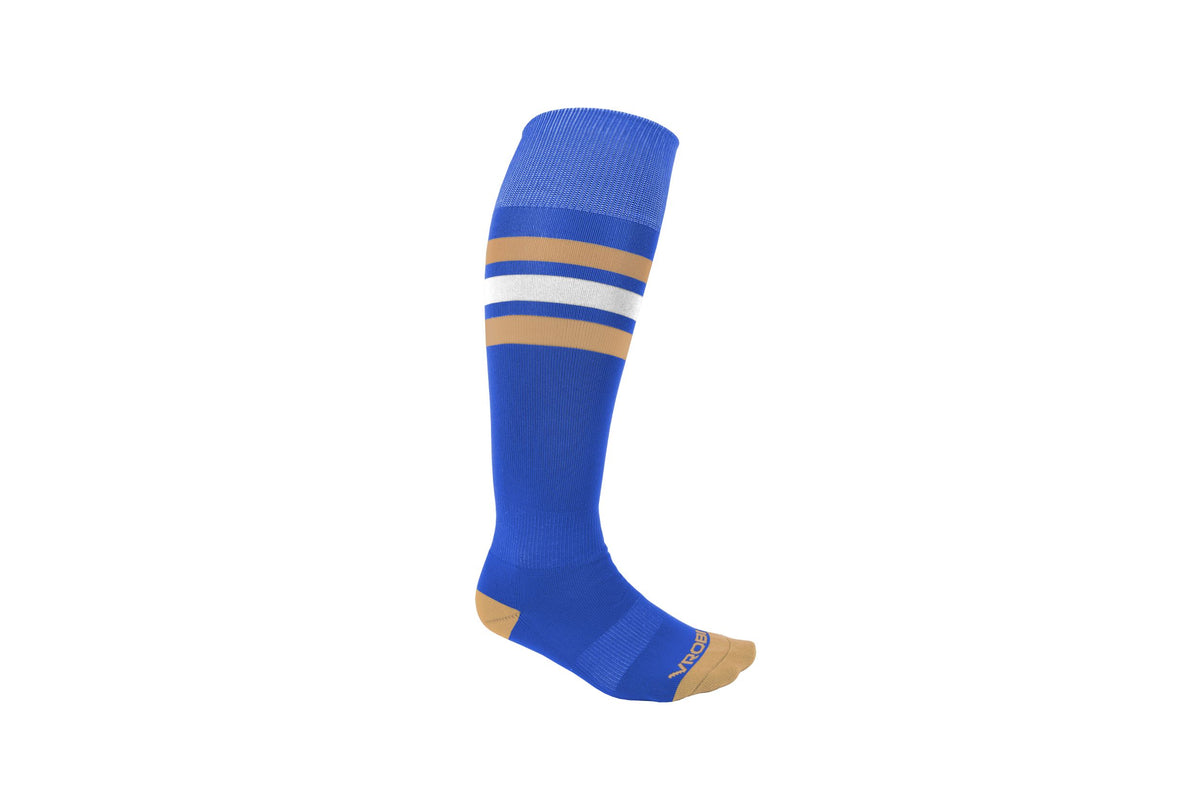 Royal Blue and Vegas Gold Striped Baseball and Softball Sock