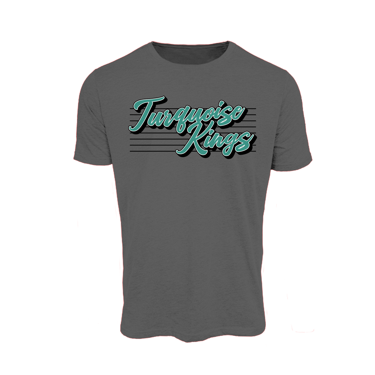 Turquoise Kings Baseball (Pitts)- T Shirt 3 (Charcoal)