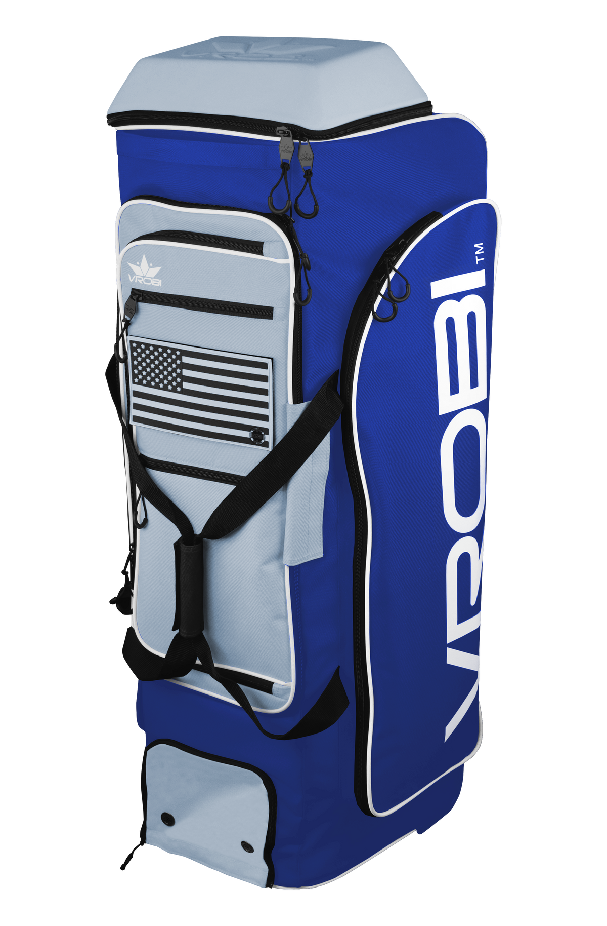 Royal Blue and Columbia Blue Baseball and Softball Wheeled Catchers Bag