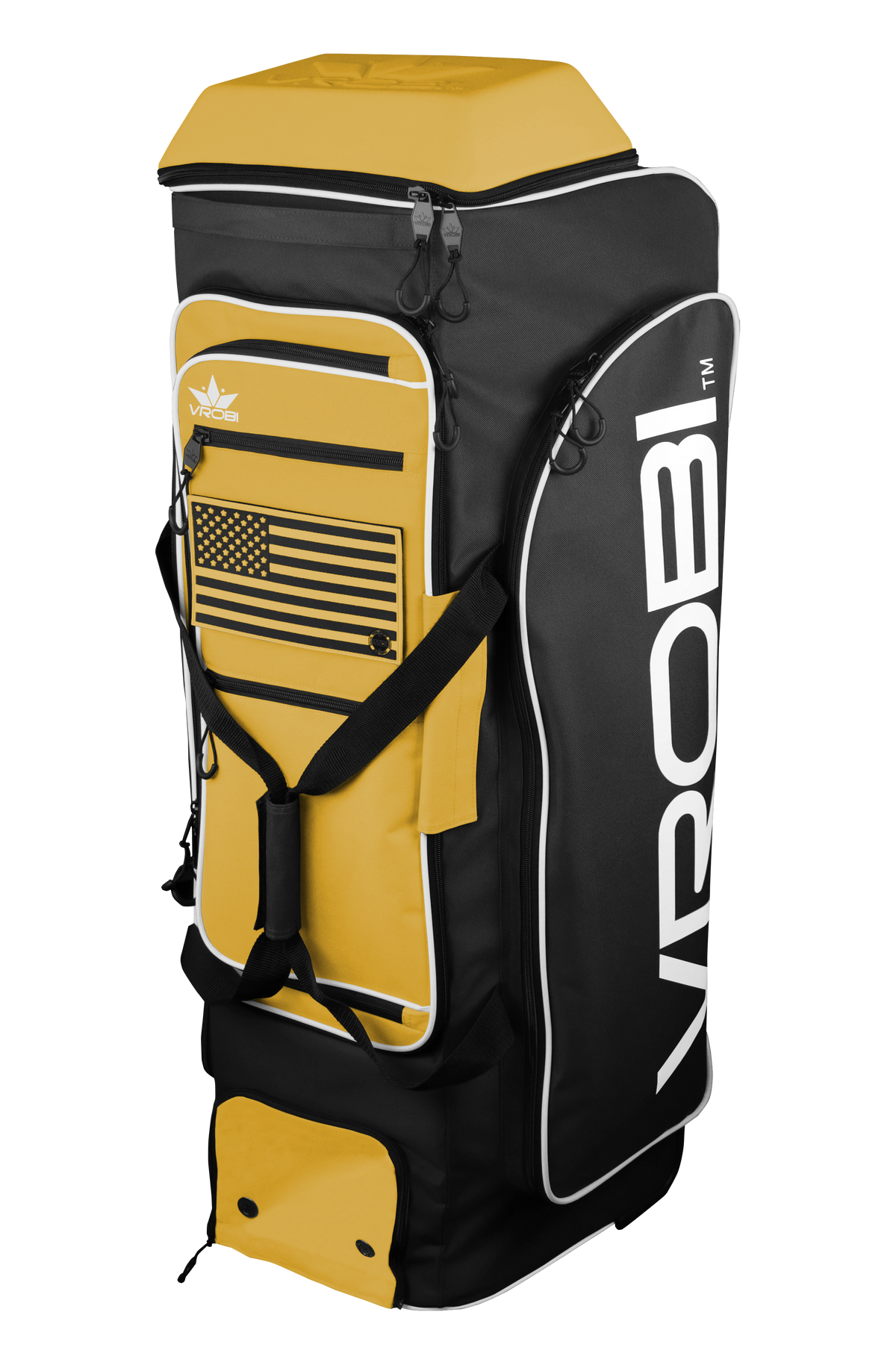 Black and Gold Baseball and Softball Wheeled Catchers Bag