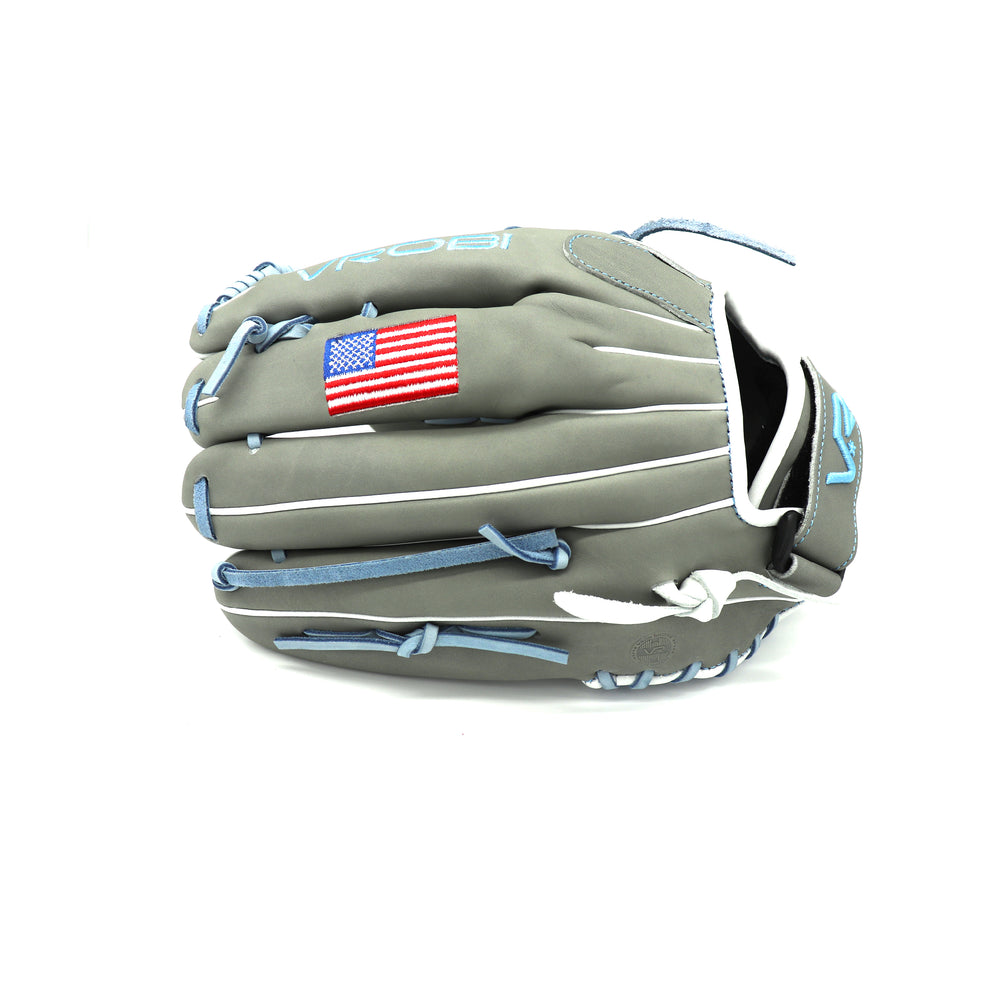 One Nation U.S. Steerhide RHT 12.75-Inch T Web Fielders Glove Steel/Columbia Blue/White