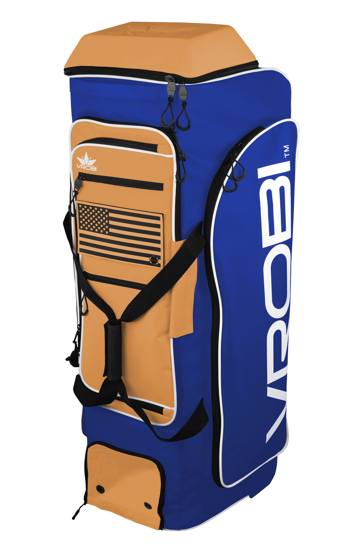 Royal Blue and Orange Baseball and Softball Wheeled Catchers Bag