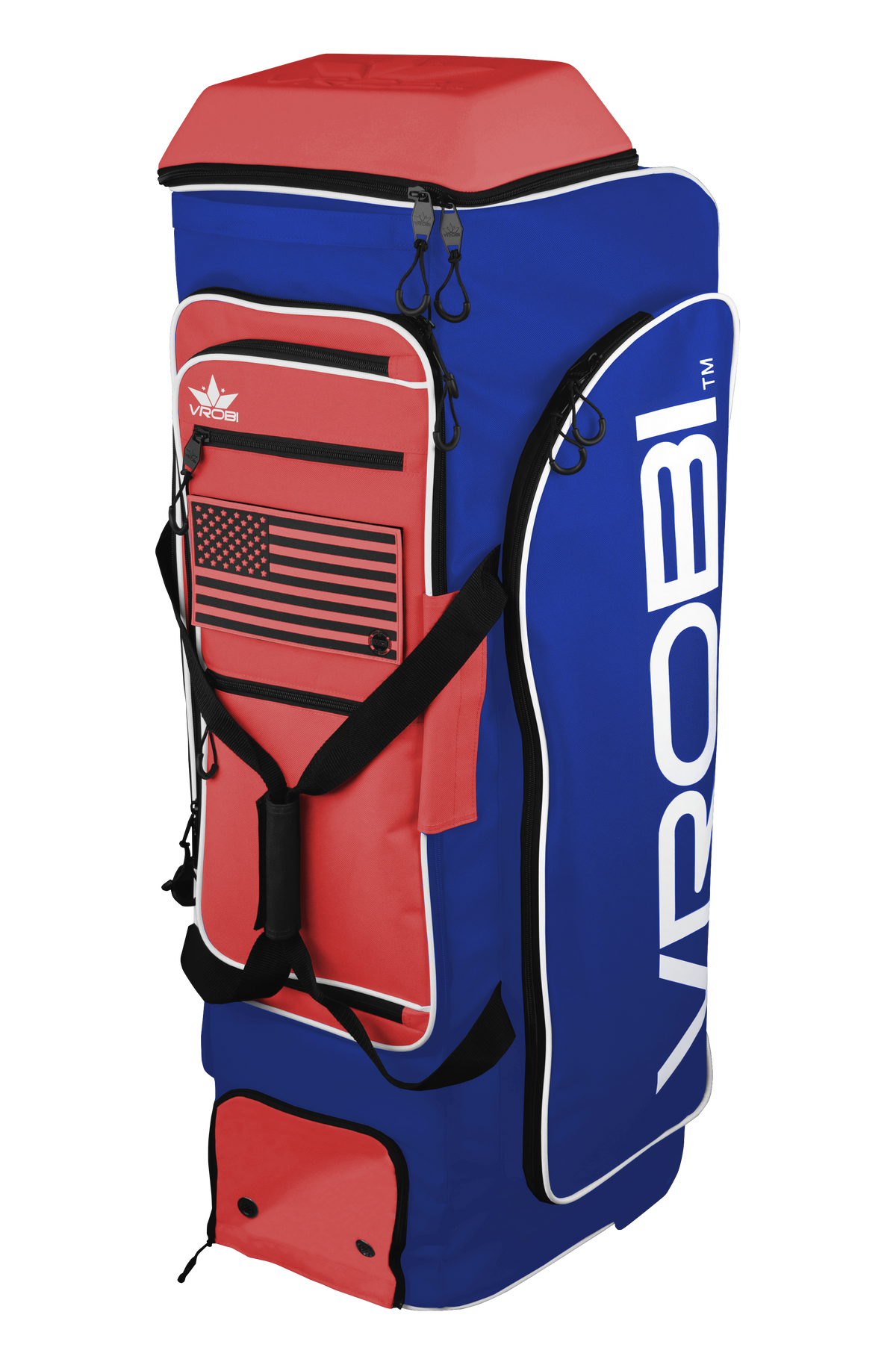 Royal Blue and Red Baseball and Softball Wheeled Catchers Bag