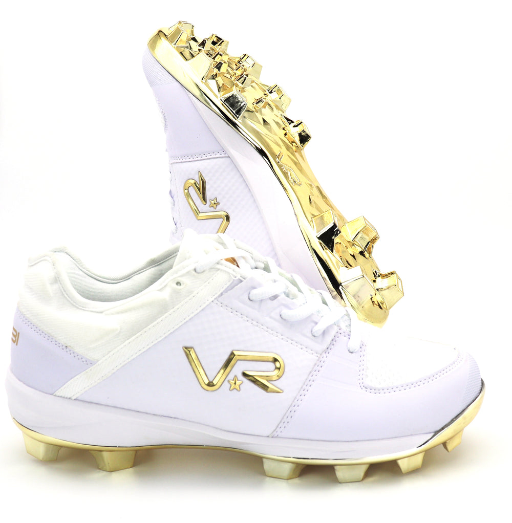 Men's/Youth VR76 TPU Special Edition Cleats- White/Metallic Gold