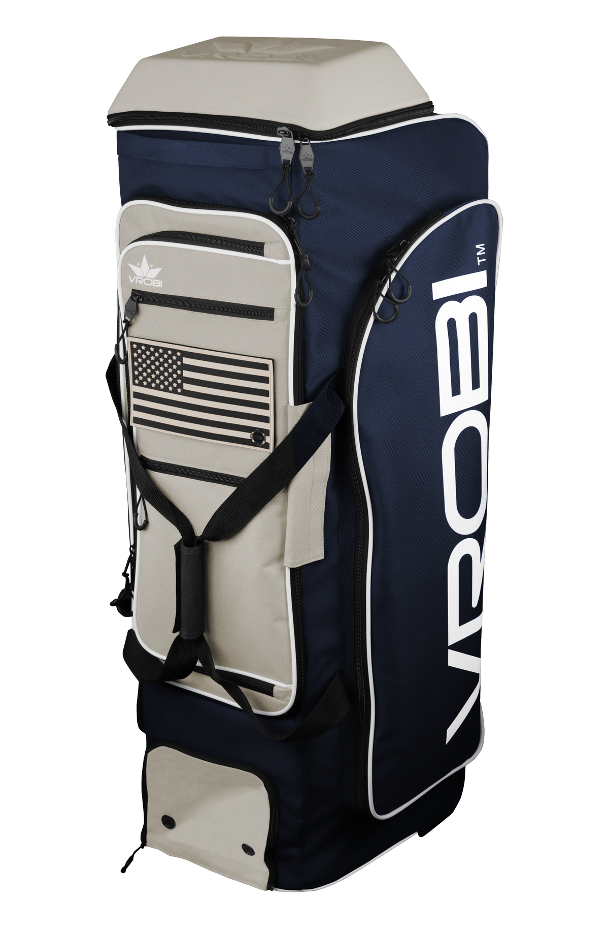 Navy and Vegas Gold Baseball and Softball Wheeled Catchers Bag