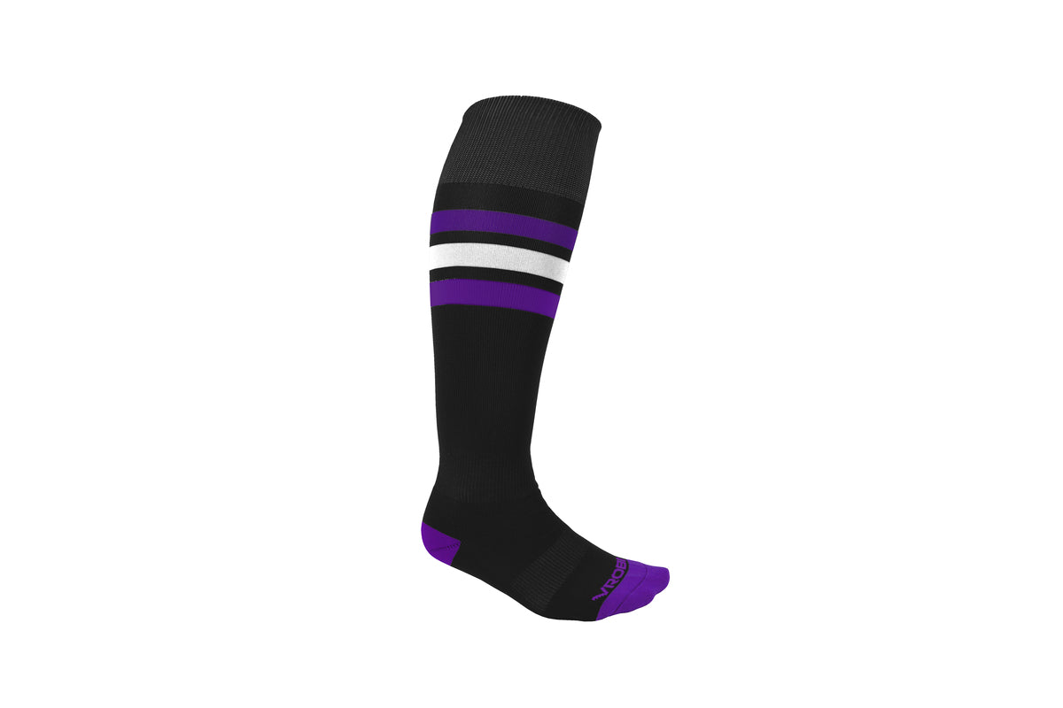 Black and Purple Striped Baseball and Softball Sock