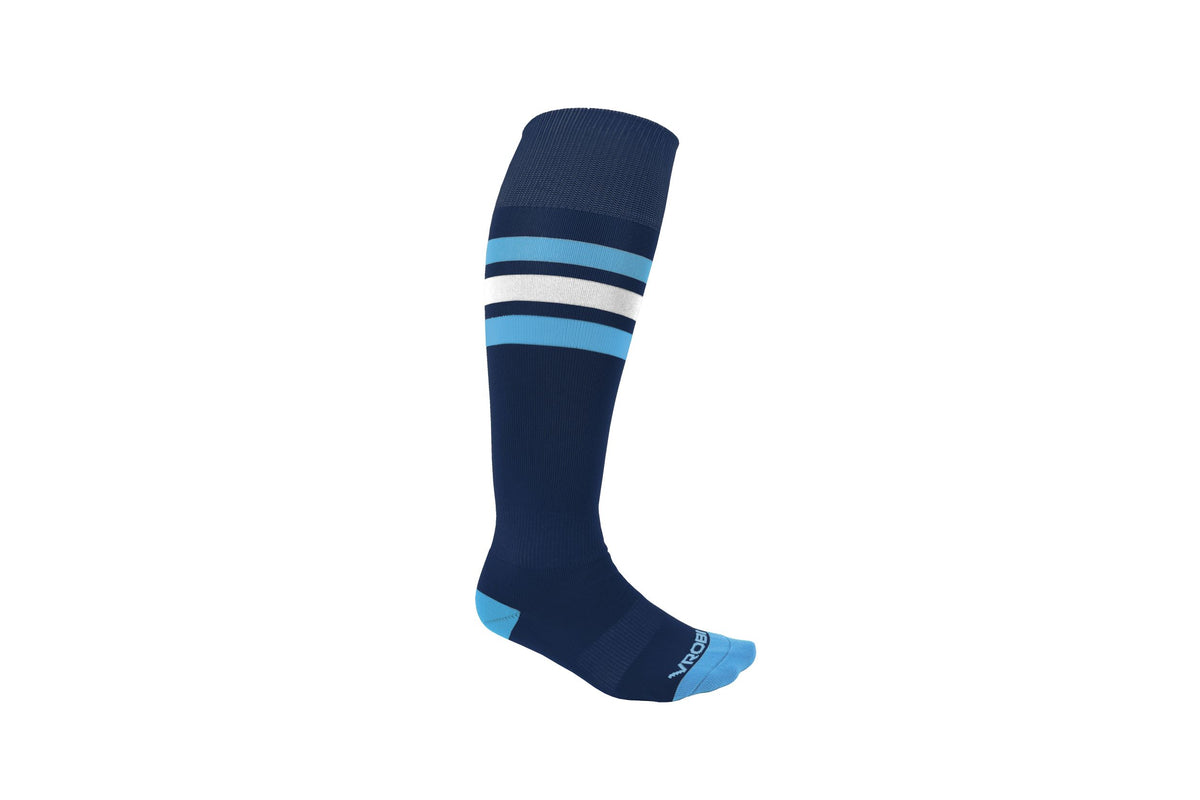 Navy and Columbia Blue Striped Baseball and Softball Sock